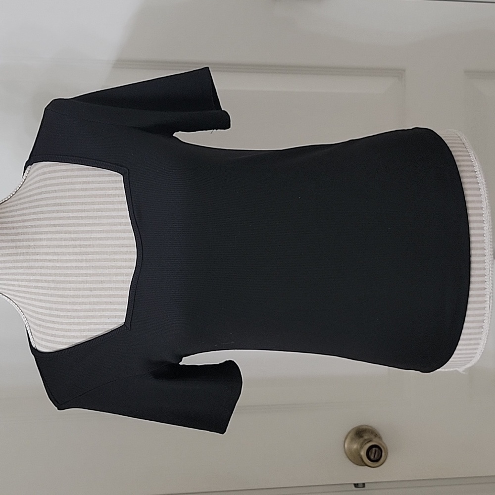 Dazy Size L Black, Ribbed, Square Neck Top.